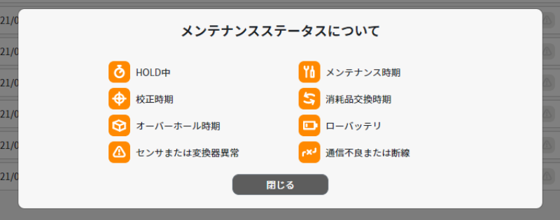 メンテナンスステータス画面
