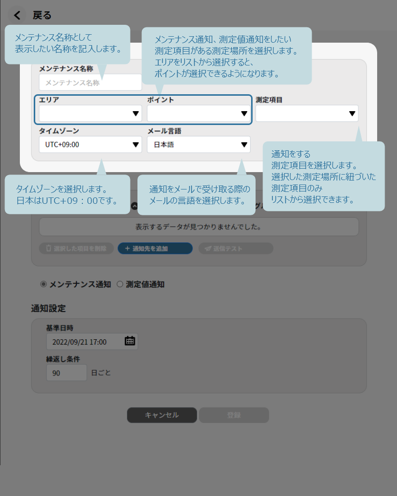 新規登録画面の説明