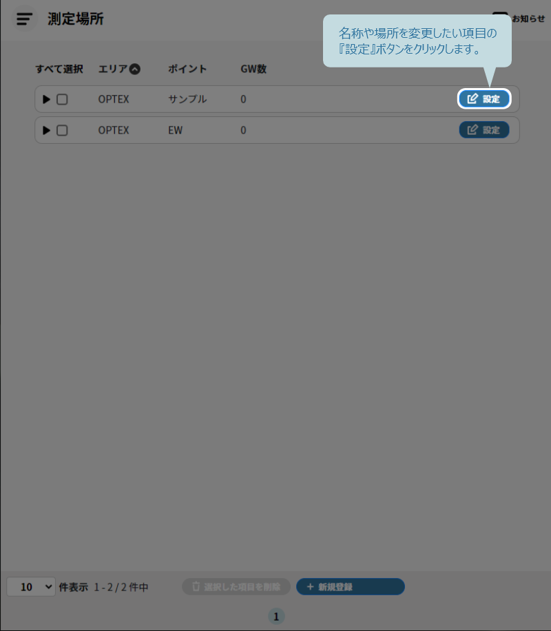 名称や場所の変更
